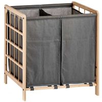 Wasmand Woodbox - met opvang waszak - 2x 50 liter compartiment - 59 x 33 x 60 cm - thumbnail