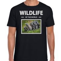 Ringstaart maki t-shirt met dieren foto wildlife of the world zwart voor heren - thumbnail