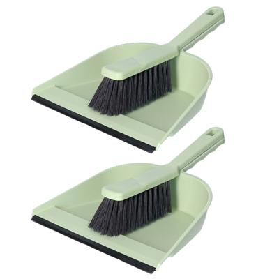 2x Stoffer en blik groen van kunststof