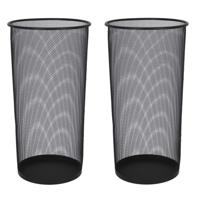 Paraplubak/parapluhouder - Set van 2x stuks - zwart - draad metaal - D26 x H50 cm