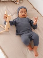 Gebreid babyvestje + legging + mutsje leigrijs - thumbnail