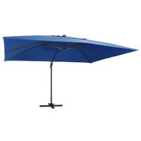 Zweefparasol met LED-verlichting en paal 400x300 cm azuurblauw - thumbnail