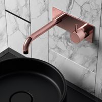 Hotbath Cobber afbouwdeel inbouw wastafelmengkraan met achterplaat en 18 cm uitloop roze goud - OUTLET UDEN CB006EXT18RG