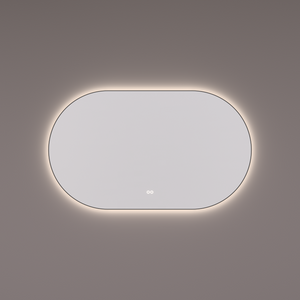Hipp Design 13700 ovale spiegel mat zwart 100x70cm met LED en spiegelverwarming