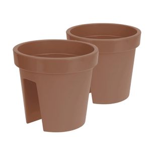 Set van 4x stuks balkon plantenpotten/bloempotten terracotta 28 x 25 cm van kunststof