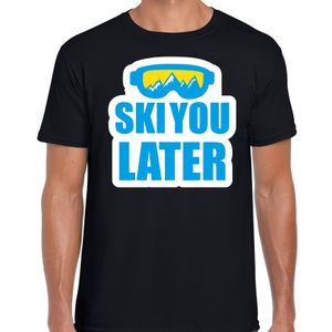 Apres ski t-shirt Ski you later / Ski je later zwart heren - Wintersport shirt - Foute apres ski ou