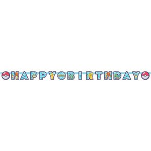 Pokemon feest wenslijn/letterslinger Happy Birthday 218 x 12 cm   -