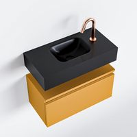 Toiletmeubel Mondiaz Andor | 60 cm | Meubelkleur Ocher | Lex vrijhangend wastafel Urban Midden | 1 kraangat