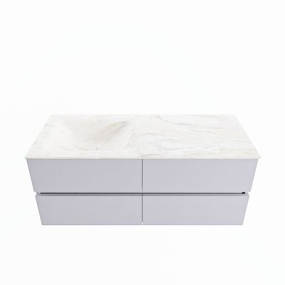 MONDIAZ VICA-DLUX 120cm badmeubel onderkast Cale 4 lades. Inbouw wastafel CLOUD links 1 kraangat, kleur Ostra.