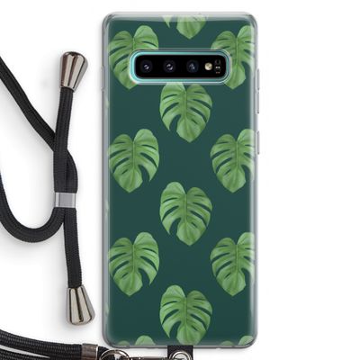Monstera leaves: Samsung Galaxy S10 Plus Transparant Hoesje met koord