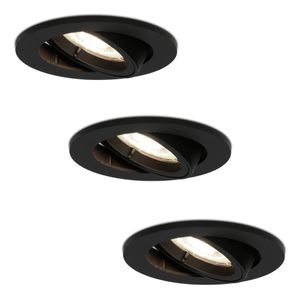HOFTRONIC™ Set van 3 stuks zwarte dimbare LED inbouwspots Oslo 5 Watt 4000K kantelbaar