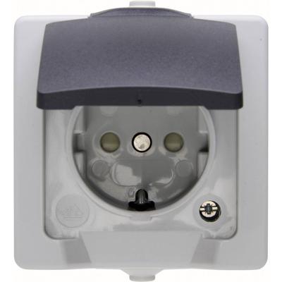 Kopp 107856005 Nautic Wandcontactdoos met randaarde en klapdeksel spatwaterdicht Grijs 1 stuk(s)