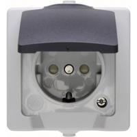 Kopp 107856005 Nautic Wandcontactdoos met randaarde en klapdeksel spatwaterdicht Grijs 1 stuk(s)