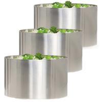 Garneerring - 3x stuks - RVS - D9 cm - zilver - Keuken/bakplaat vormpjes