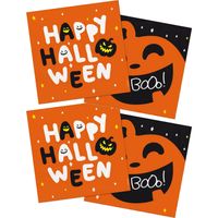 Halloween thema feest servetten - 40x - pompoen BoOo! print - papier - 33 x 33 cm - Feestservetten - thumbnail