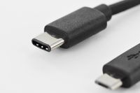 Digitus USB-kabel USB 2.0 USB-C stekker, USB-micro-B stekker 1.80 m Zwart Rond, Stekker past op beide manieren, Afgeschermd (dubbel) AK-300137-018-S - thumbnail