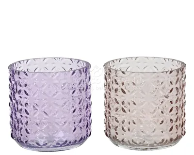 Waxinelichthouder Flower Glas 7,5cm Assorti 1st