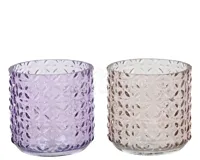 Waxinelichthouder Flower Glas 7,5cm Assorti 1st