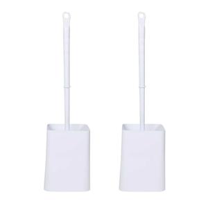 Benson Toiletborstel met houder - 2x - wit - kunststof - WC borstel - 41 cm