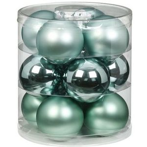 24x Mint groene glazen kerstballen 8 cm glans en mat