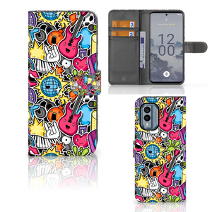 Nokia X30 Wallet Case met Pasjes Punk Rock