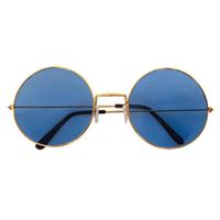Faram Hippie zonnebril - blauw - flower power - 60s - ronde glazen