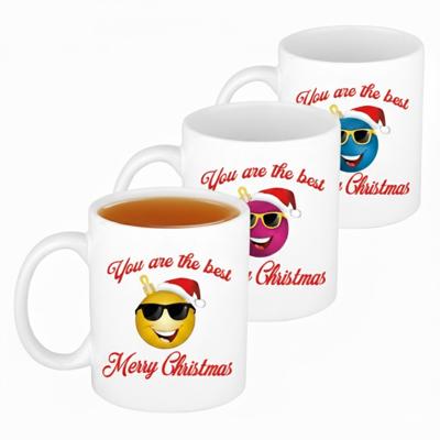 Kerst cadeau mokken - 6x - The Best - werknemers - collega's - team - 300 ml - keramiek