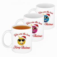 Kerst cadeau mokken - 6x - The Best - werknemers - collega's - team - 300 ml - keramiek