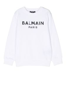 Balmain Kids sweat à logo imprimé - Blanc