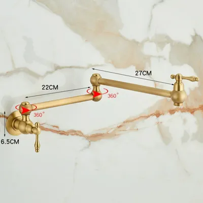 RoyalPour - Luxe Goudkleurige Uitschuifbare Pot Filler Wandkraan