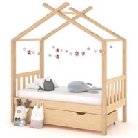 Kinderbedframe met lade massief grenenhout 70x140 cm