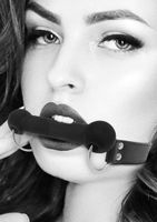 Silicone Bit Gag - With Adjustable Bonded Leather Straps - thumbnail