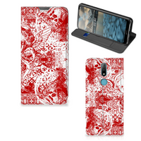 Mobiel BookCase Nokia 2.4 Angel Skull Rood