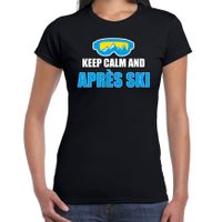 Apres-ski t-shirt wintersport Keep calm zwart voor dames - thumbnail