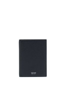 TOM FORD logo-lettering bi-fold leather cardholder - Bleu