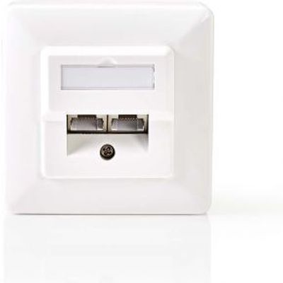 Wandcontactdoos Netwerk | 2x RJ45 Female - Opbouw en Verzonken Montage | Ivoor