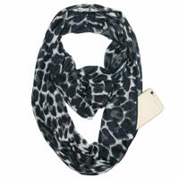 Multifunctionele mode zip Pocket design sjaal (Leopard zwart grijs)