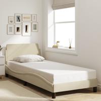 Bedframe met hoofdeinde zonder matras 80x200 cm stof crme Bedframe met hoofdeinde zonder matras 80x200 cm stof crme