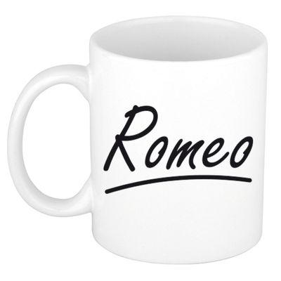Naam cadeau mok / beker Romeo met sierlijke letters 300 ml