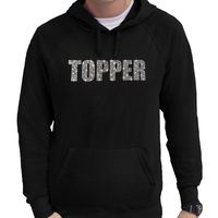 Glitter foute trui hoodie zwart Topper glitter steentjes voor heren - Capuchon trui