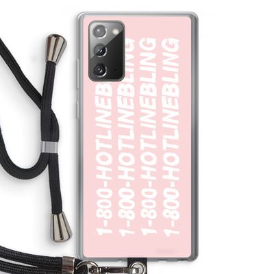 Hotline bling pink: Samsung Galaxy Note 20 / Note 20 5G Transparant Hoesje met koord