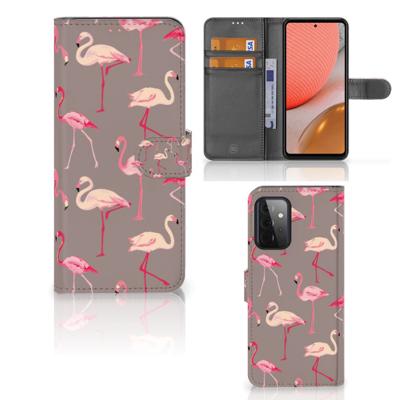Samsung Galaxy A72 | Telefoonhoesje | Met pasjeshouder | Flamingo