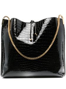 Saint Laurent sac cabas à effet peau de crocodile - Noir