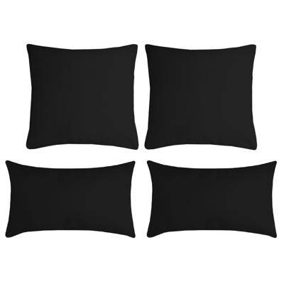 Stof Textile sierkussen Nelson - set 4x - zwart - 2 formaten - polyester