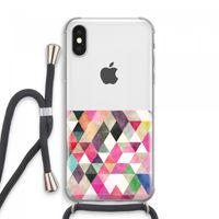 Gekleurde driehoekjes: iPhone XS Max Transparant Hoesje met koord