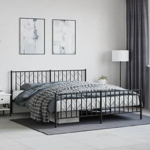 Bedframe met hoofd- en voeteneinde metaal zwart 183x213 cm