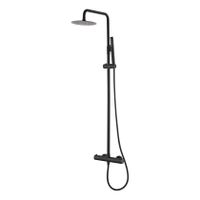 Regendouche set Wiesbaden Black 304 | Opbouw | Thermostaatkraan | 2-weg | Rond | Zwart mat