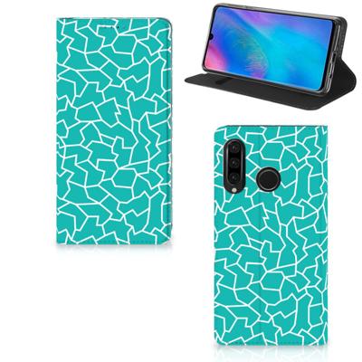 Huawei P30 Lite New Edition | Bookcase | Cracks Blue