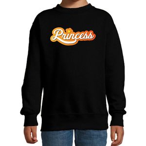 Princess met kroontje Koningsdag sweater / trui zwart voor kinderen