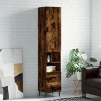 Hoge kast 34,5x34x180 cm bewerkt hout gerookt eikenkleurig